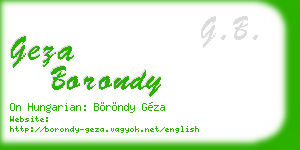 geza borondy business card