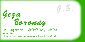 geza borondy business card